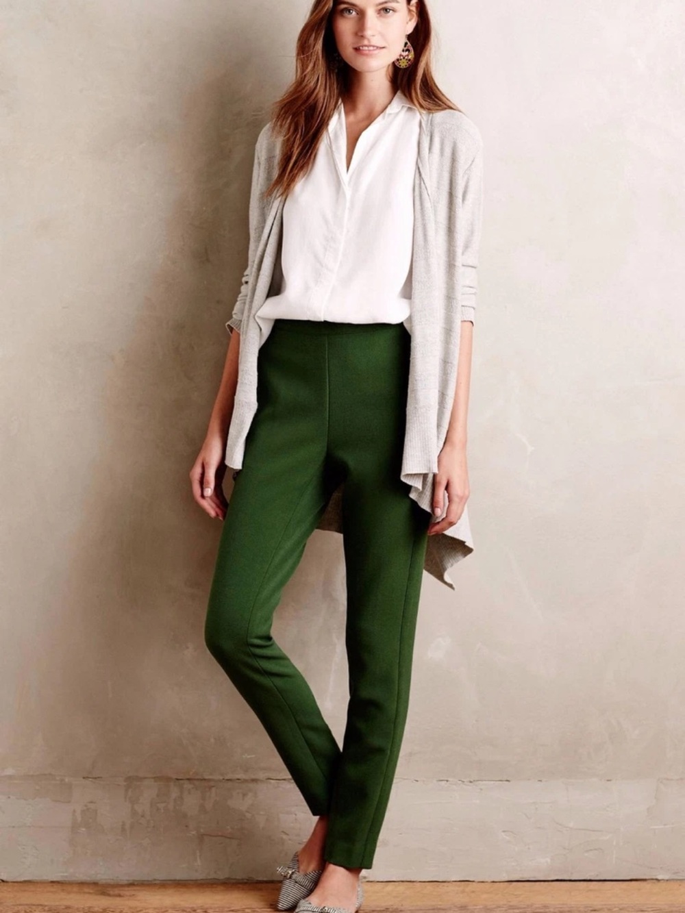 Anthropologie High-Rise Charlie Green Trouser Pants by Cartonnier Size 12